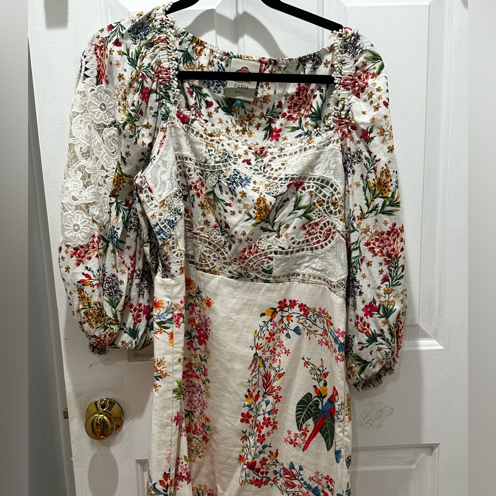 EUC Farm Rio Crochet Embroidered Women's Dress